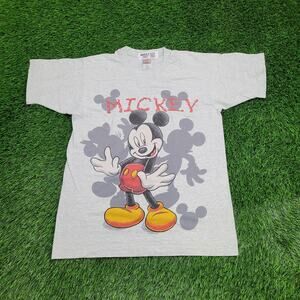 Vintage 90s Funny Mickey-Mouse Shirt Womens Large 20x27 Gray